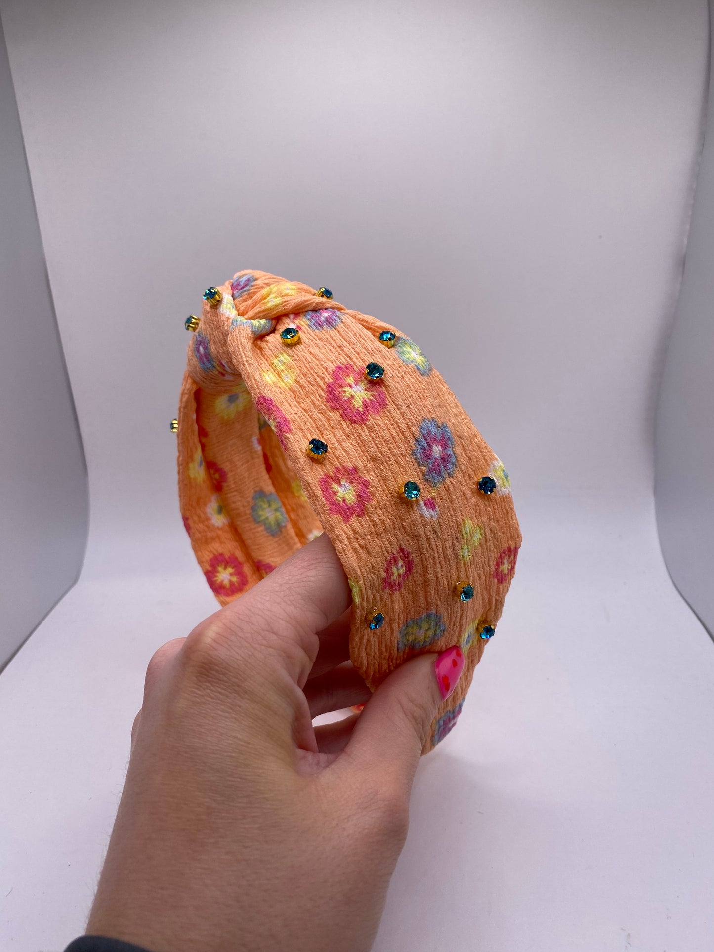 Orange Floral Headband with Gems