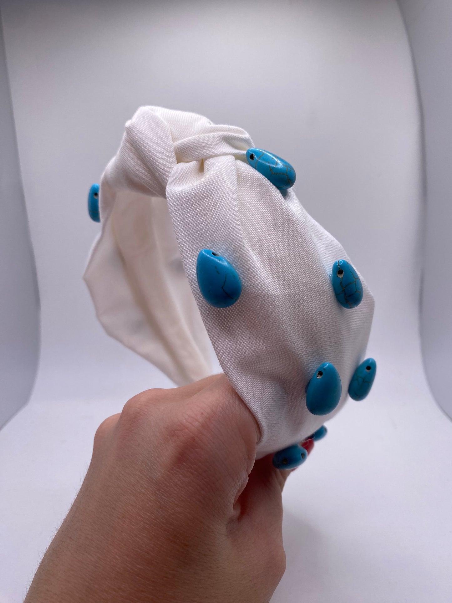 White w/ turquoise headband