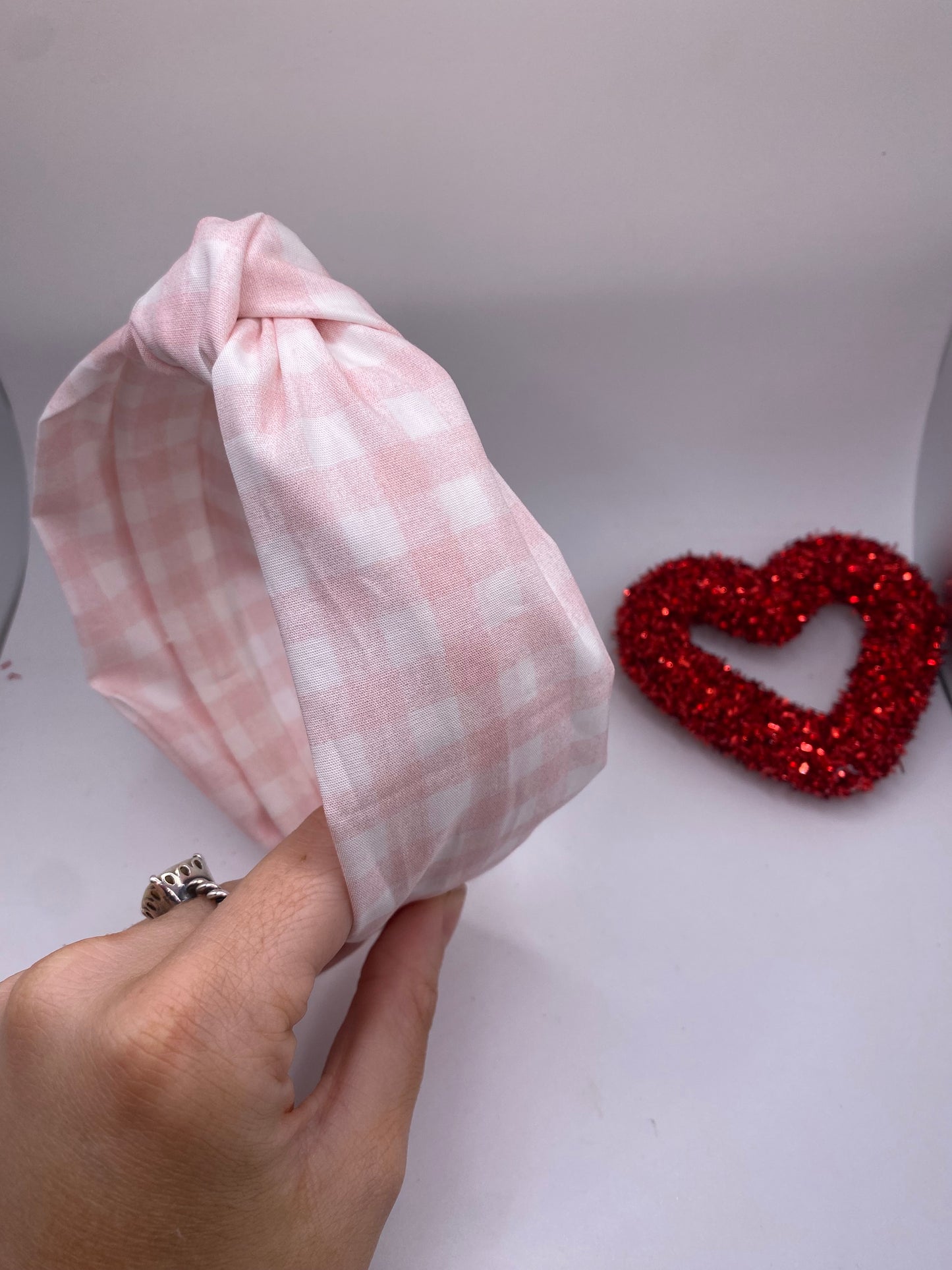 Pink Gingham Headband