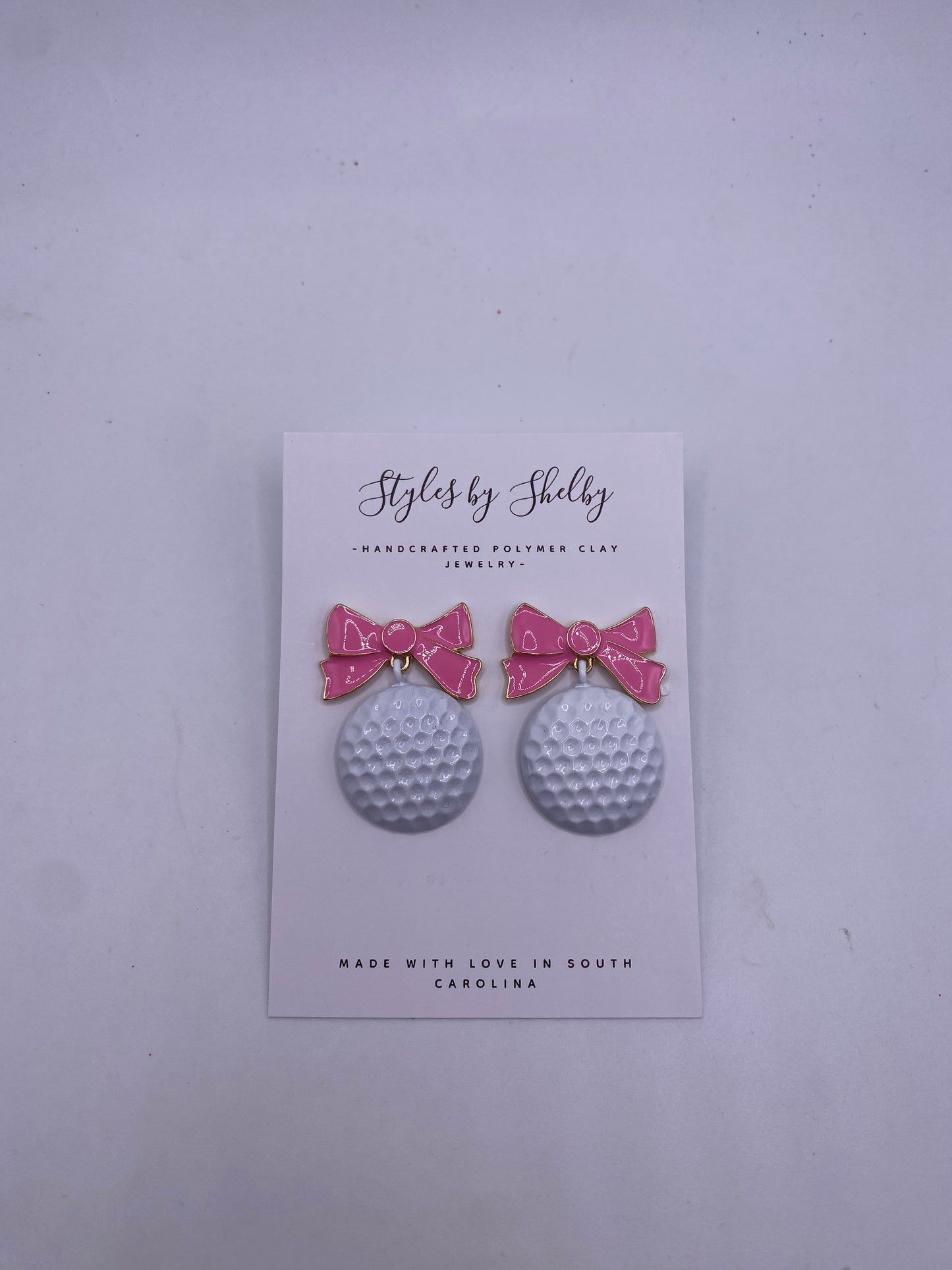 Bow Golf Ball Earrings