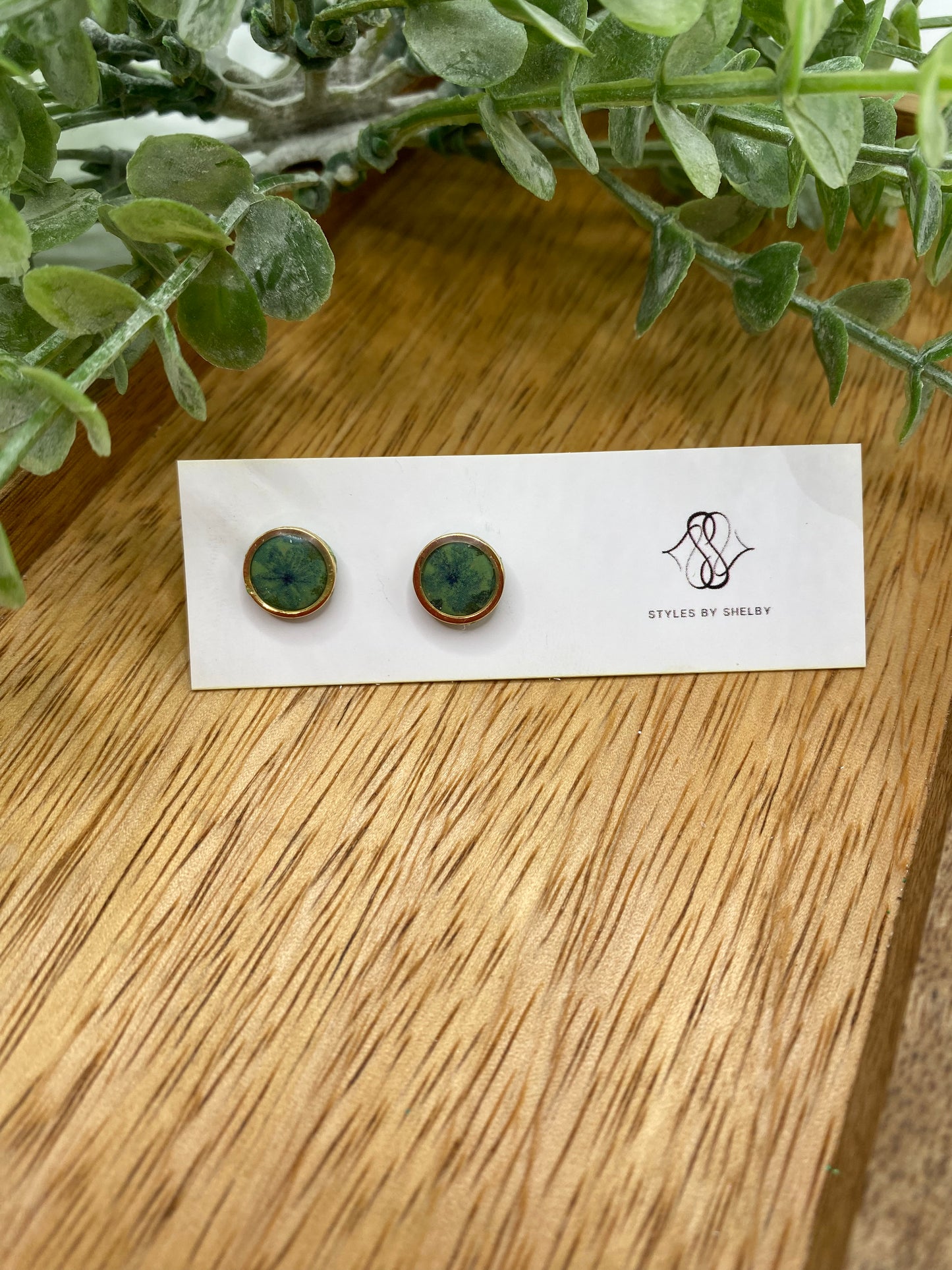 Green Circle Studs