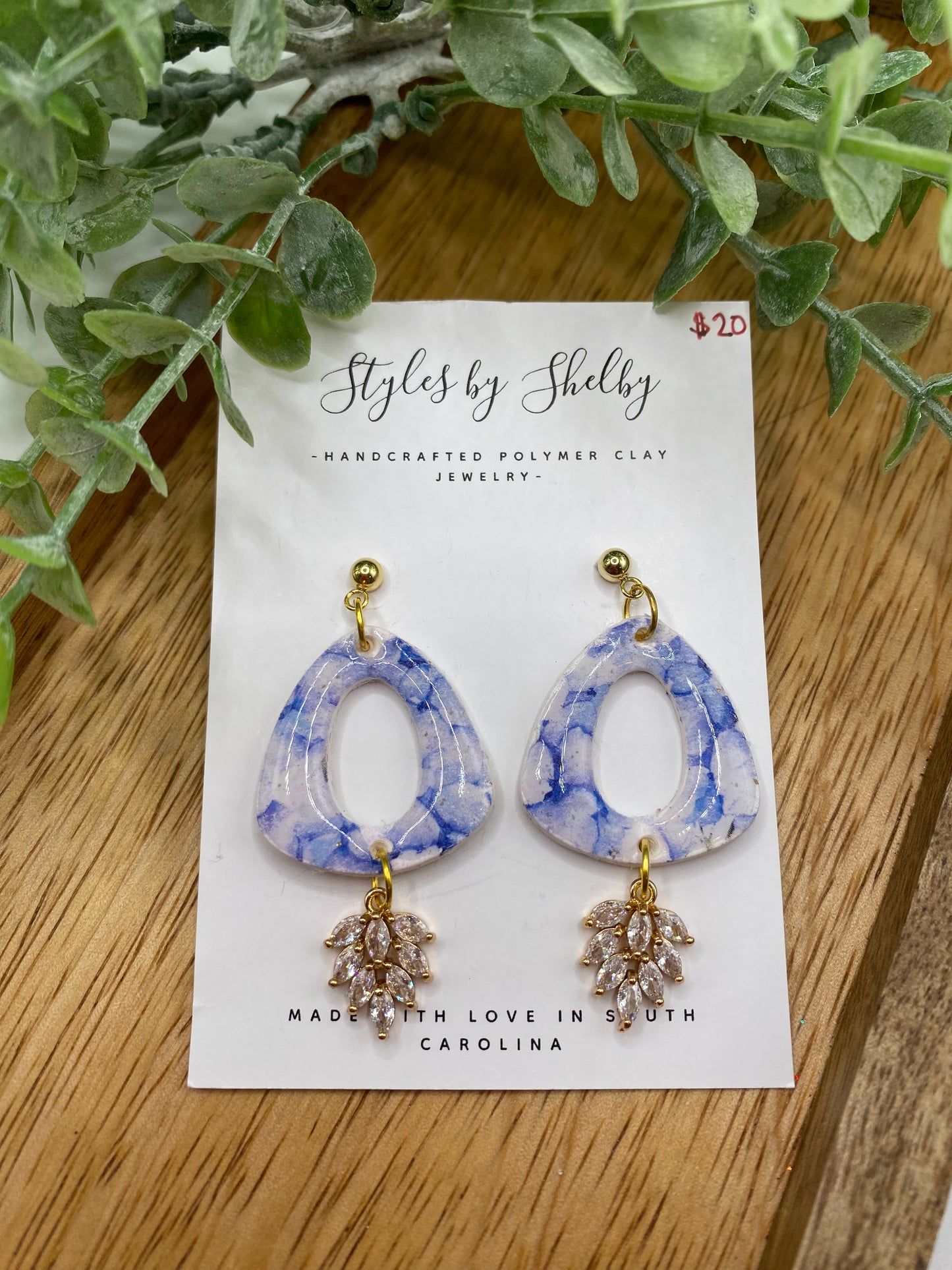 Blue Watercolor Dangle