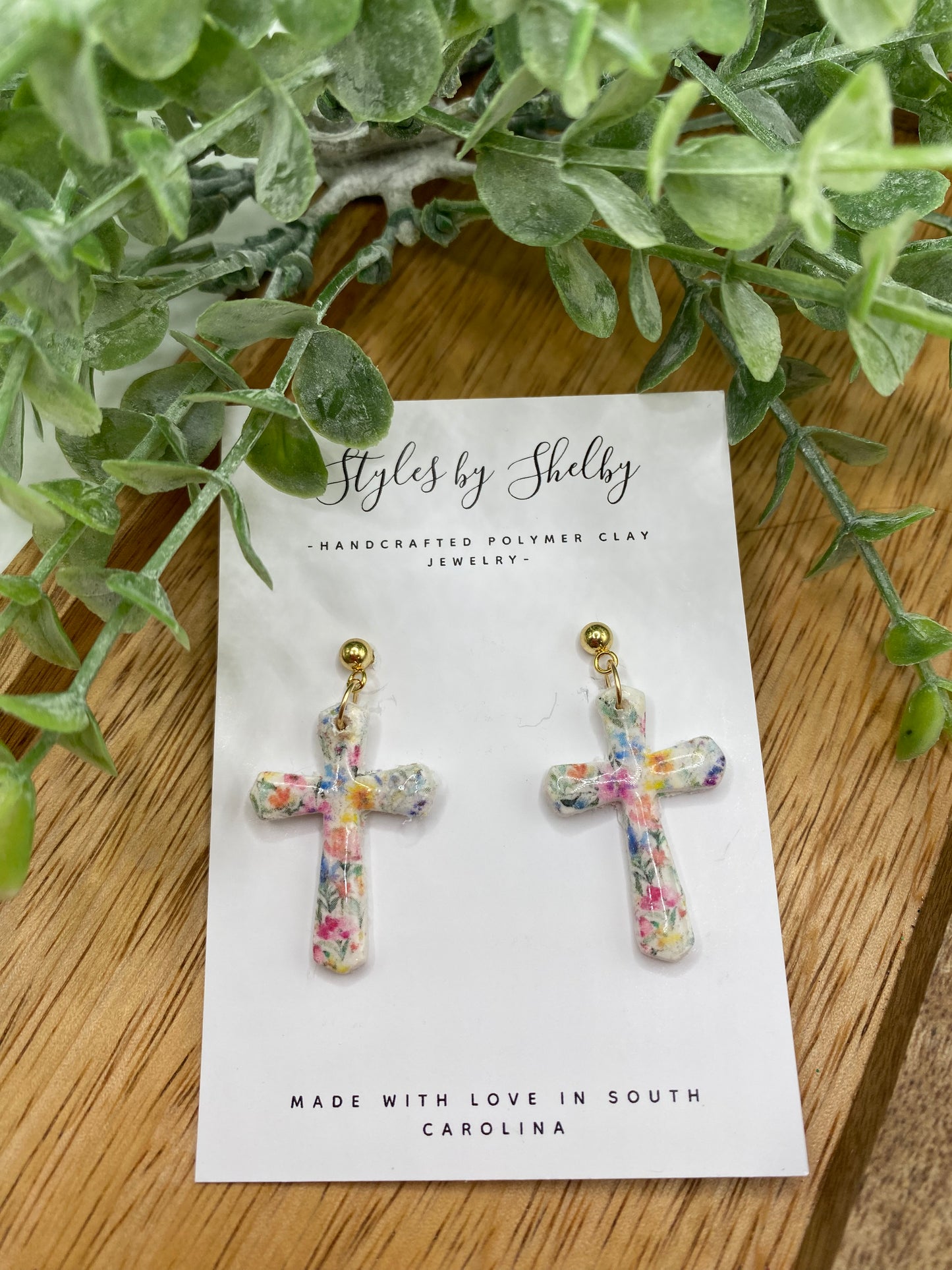 Floral Cross Dangle
