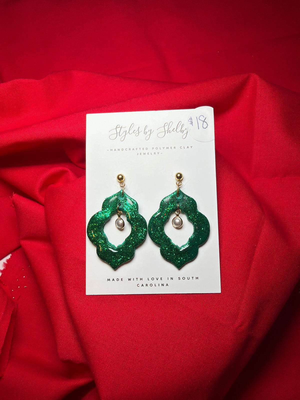 Green Glitter with Pearl