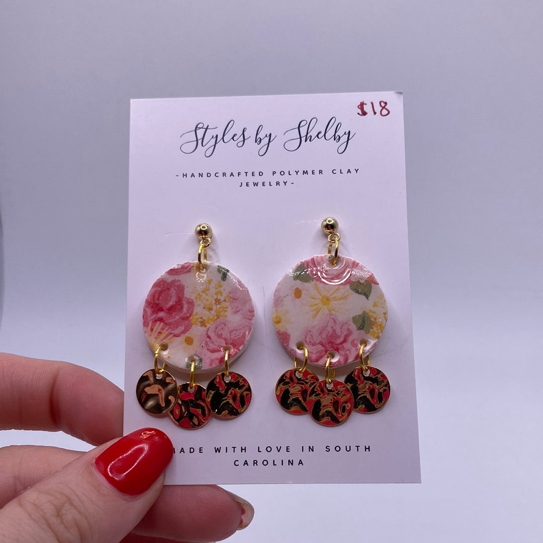 Pink + Yellow Floral Dangle
