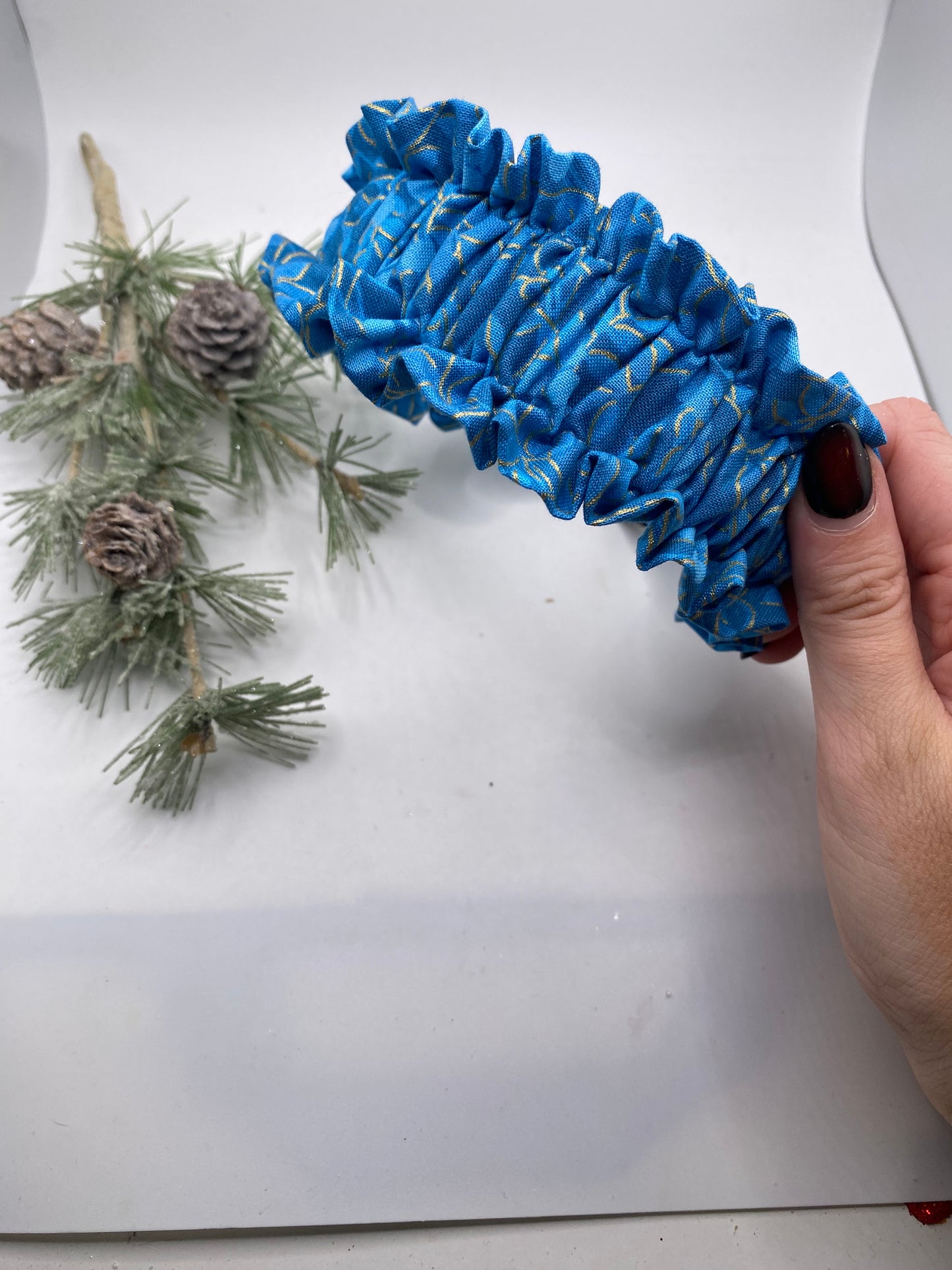 Blue Ruffle Headband