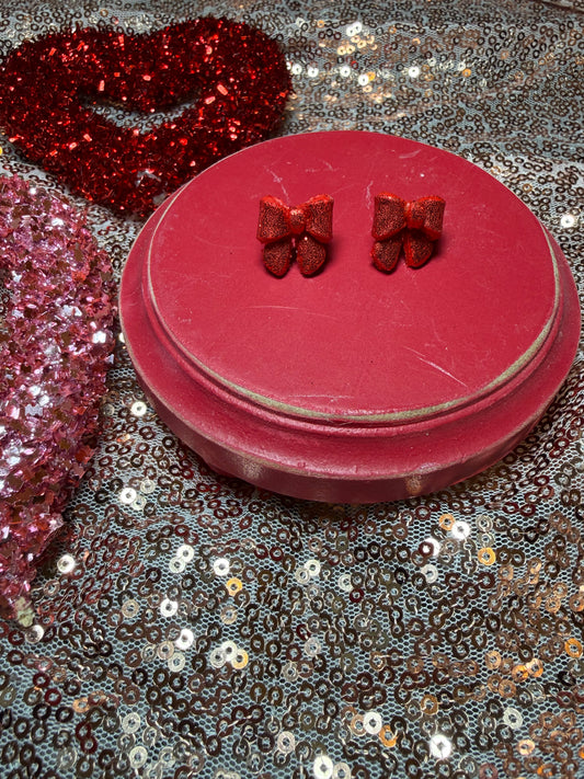 Glitter Bow Studs