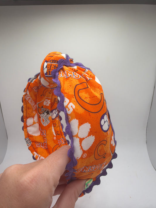 Clemson Headband with Ric Rac Trim
