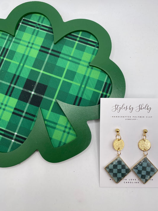 Checkered Diamond Dangle