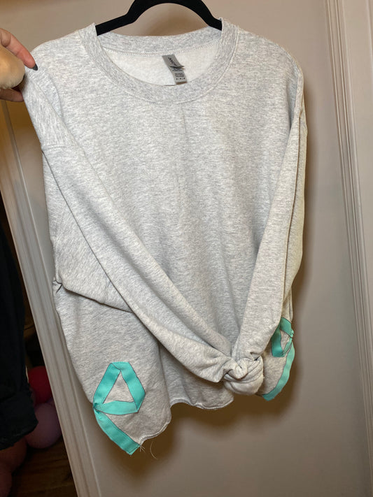 Bow Sweatshirt - Grey w Turquoise Bow